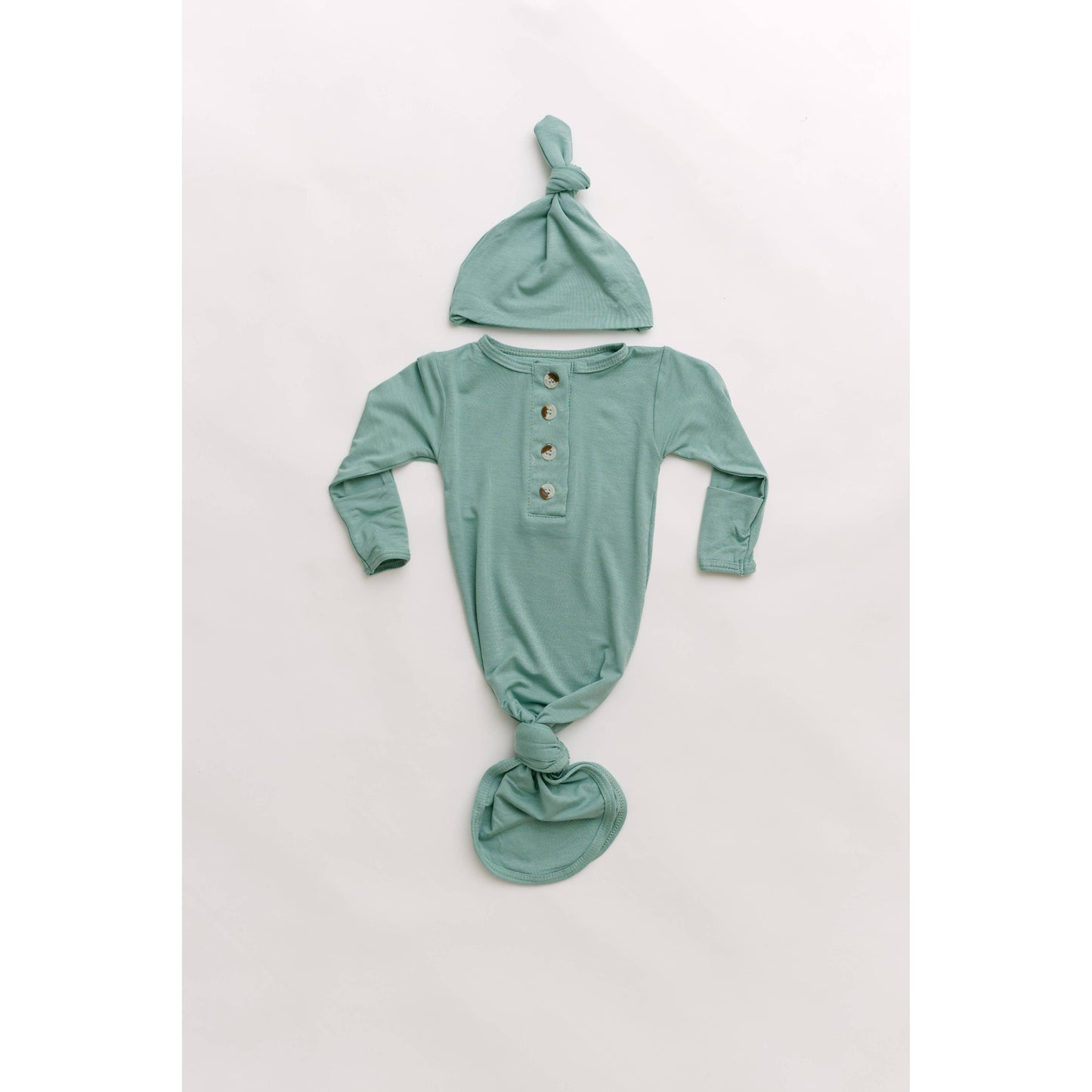 Knotted Baby Gown Set | Mint