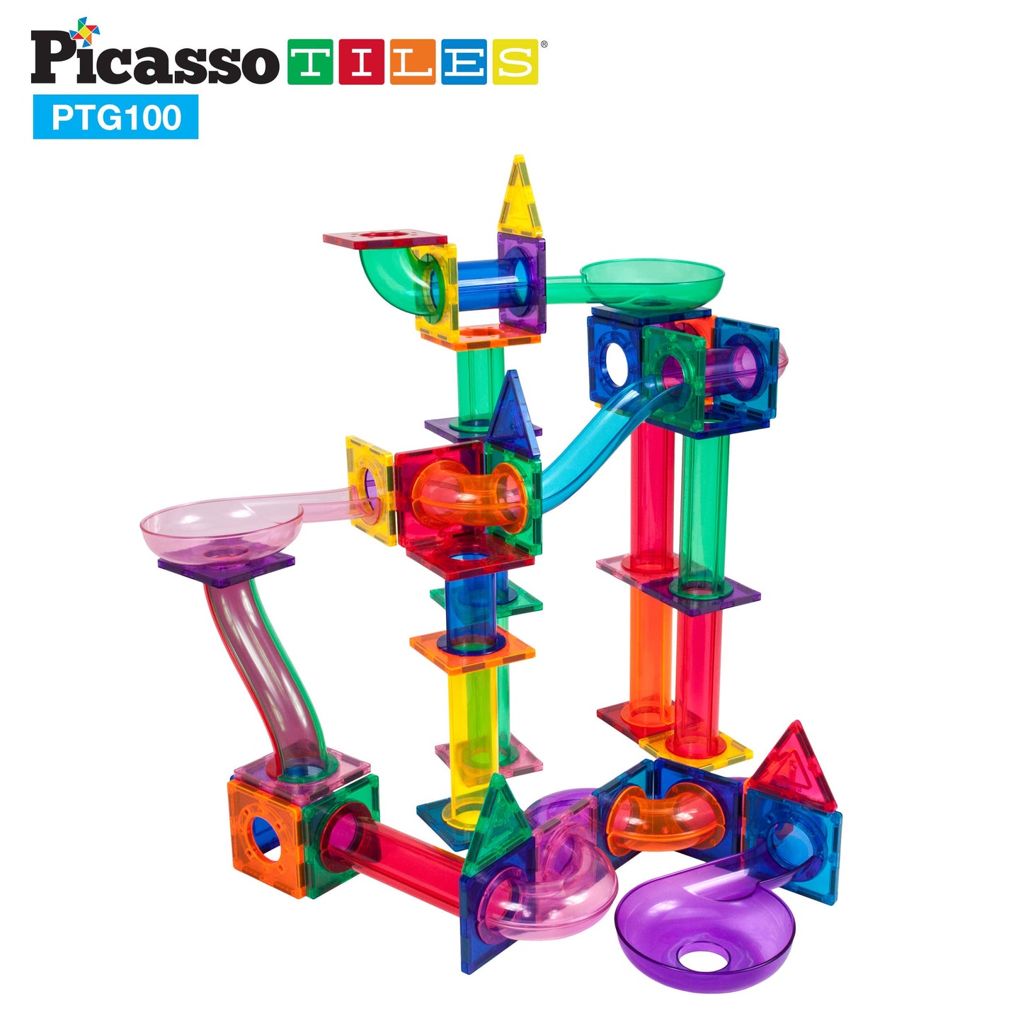 Picasso Tiles | Magnetic Marble Run Track 100 Piece