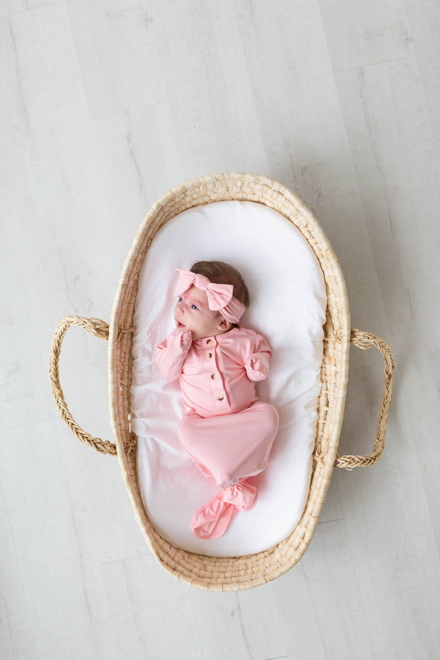 Knotted Baby Gown Set | Pink